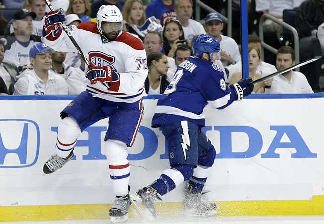 Canadiens defenseman P.K. Subban (76) had two assists in the win over the Lightning. (AP Photo/Chris O'Meara)